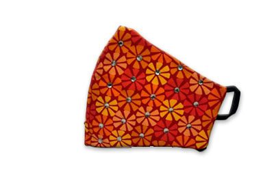 Vibrant orange geometric floral cloth face mask