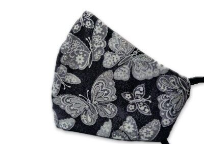 Black butterfly-patterned cloth face mask