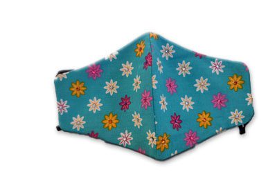 Turquoise floral reusable cloth face mask
