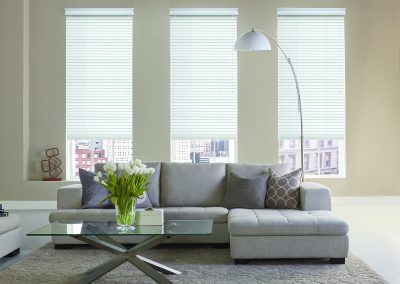 Modern living room with gray sectional sofa