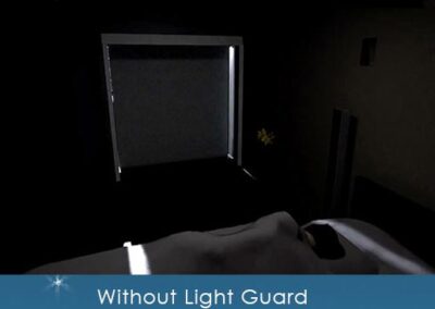 Dark bedroom with window light leakage